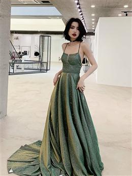 Picture of Lovely Green Backless Long Shiny Prom Dresses Party Dresses, Green Evening Dress